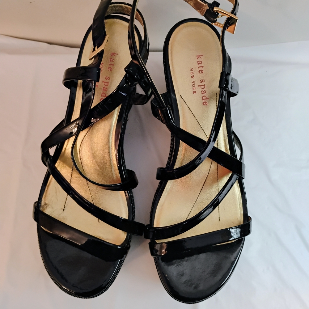 Kate Spade Glossy Black Sandals